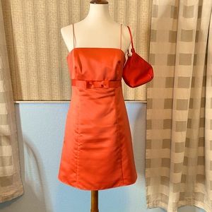 COPY - David’s Bridal short spaghetti strap dress and clutch